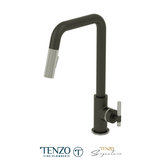 Tenzo Bellacio U-Spout Single-Handle Pull-Down Kitchen Faucet with 2-Function Spray Head, BE131-F