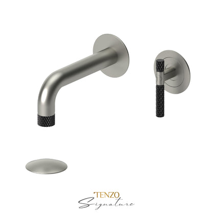 Tenzo Bellacio BE14-C wall mount lavatory faucet brushed nickel with matte black