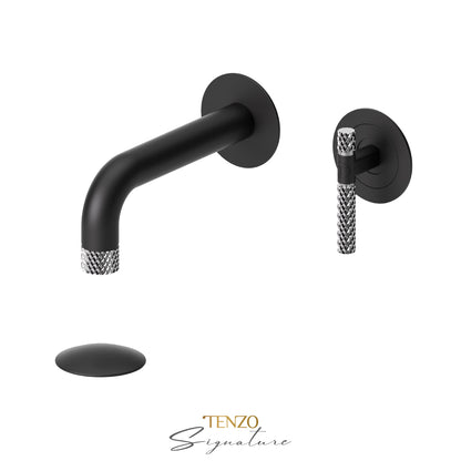 Tenzo Bellacio BE14-C wall mount lavatory faucet matte black with chrome