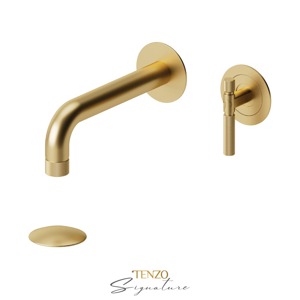 Tenzo Bellacio BE14-F wall mount lavatory faucet brushed gold