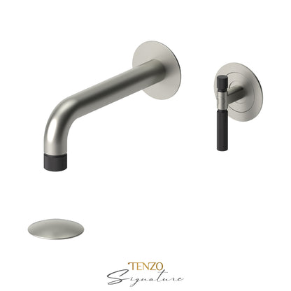 Tenzo Bellacio BE14-F wall mount lavatory faucet brushed nickel with matte black