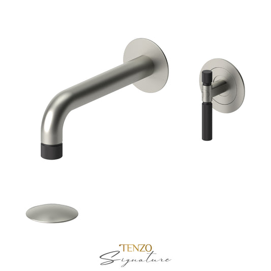 Tenzo Bellacio BE14-F wall mount lavatory faucet brushed nickel with matte black