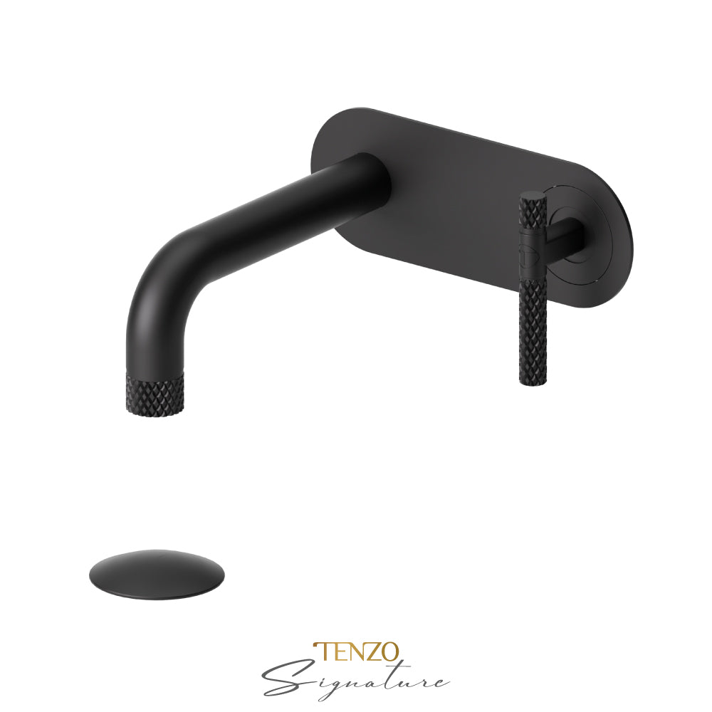 Tenzo Bellacio Single Plate Wall Mount Lavatory Faucet With Overflow Drain, Larger Knurled - BE15-C-P