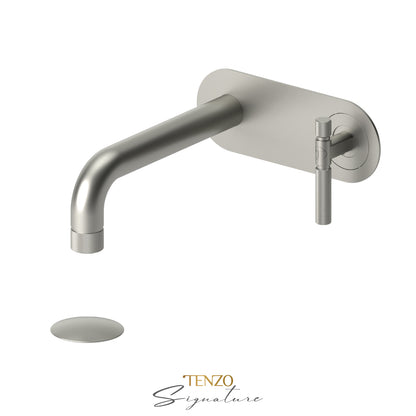 Tenzo Bellacio Single Plate Wall Mount Lavatory Faucet With Overflow Drain, Smaller Knurled - BE15-F-P