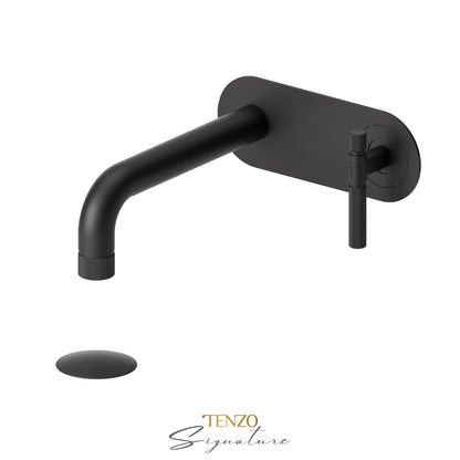 Tenzo Bellacio Single Plate Wall Mount Lavatory Faucet With Overflow Drain, Smaller Knurled - BE15-F-P