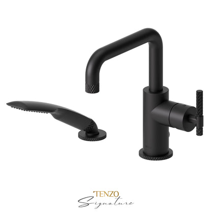 Tenzo Bellacio 2-Piece Deck Mount Tub Filler with Hand Shower, Larger Knurled - BE31-C-PB