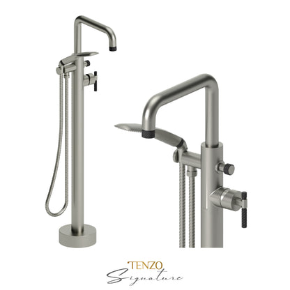 Tenzo Bellacio Freestanding Tub Filler with Hand Shower, Larger Knurled - BE52-C