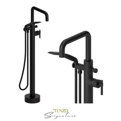 Tenzo Bellacio Freestanding Tub Filler with Hand Shower, Larger Knurled - BE52-C