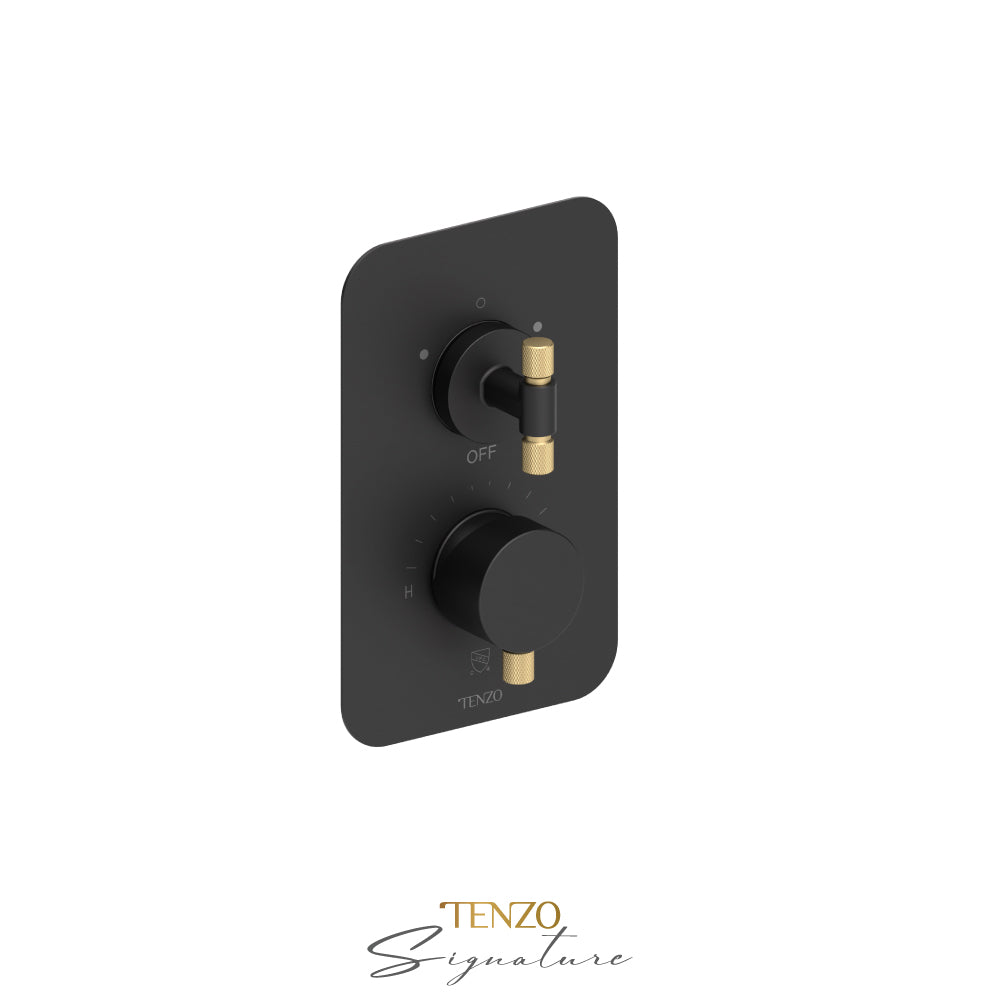 Tenzo Bellacio T-Box 2-Function Pressure Balance Shower Valve, Rough & Trim, Smaller Knurled - BEPB32-F