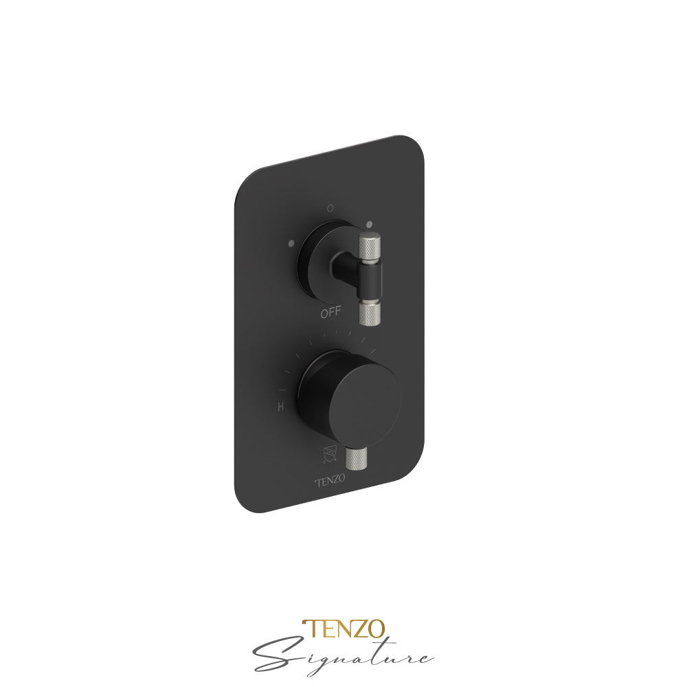 Tenzo Bellacio T-Box 2-Function Pressure Balance Shower Valve, Rough & Trim, Smaller Knurled - BEPB32-F