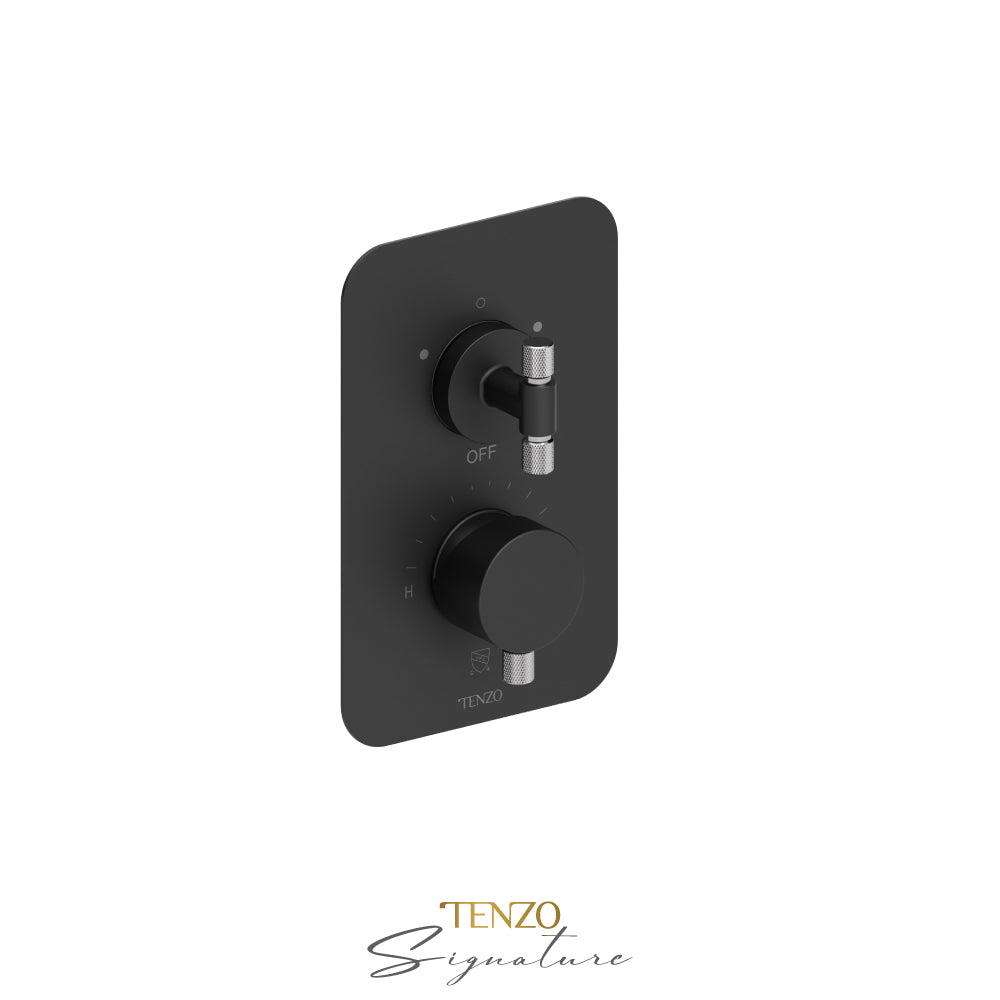 Tenzo Bellacio T-Box 2-Function Pressure Balance Shower Valve, Rough & Trim, Smaller Knurled - BEPB32-F