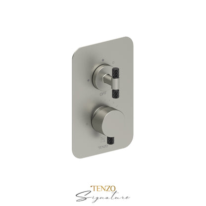 Tenzo Bellacio T-Box 3-Function Pressure Balance Shower Valve, Rough & Trim, Larger Knurled - BEPB33-C
