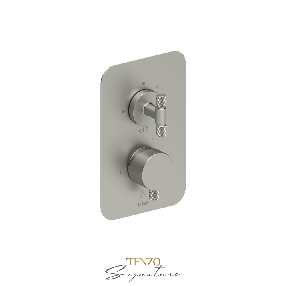 Tenzo Bellacio T-Box 3-Function Pressure Balance Shower Valve, Rough & Trim, Larger Knurled - BEPB33-C