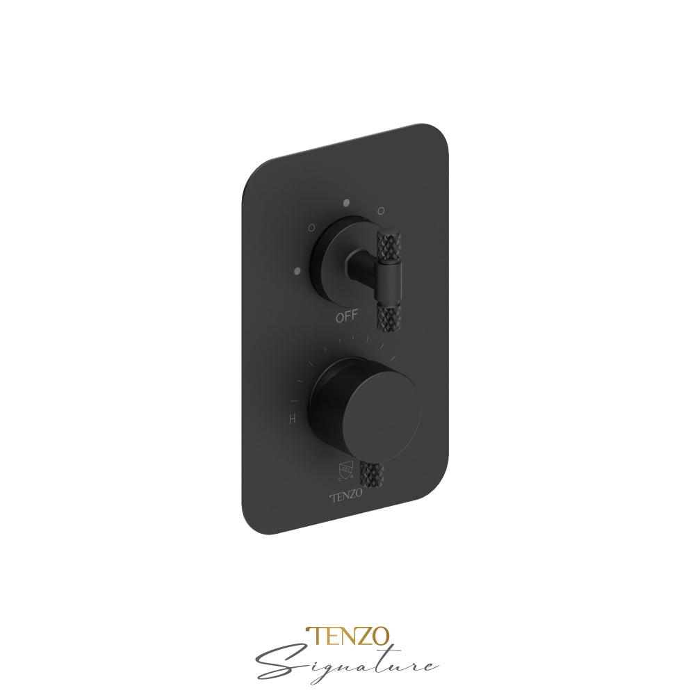 Tenzo Bellacio T-Box 3-Function Pressure Balance Shower Valve, Rough & Trim, Larger Knurled - BEPB33-C