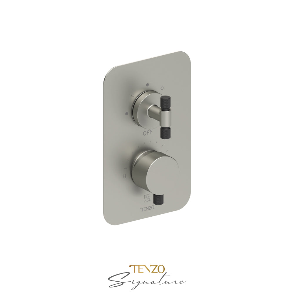 Tenzo Bellacio T-Box 3-Function Pressure Balance Shower Valve, Rough & Trim, Smaller Knurled - BEPB33-F