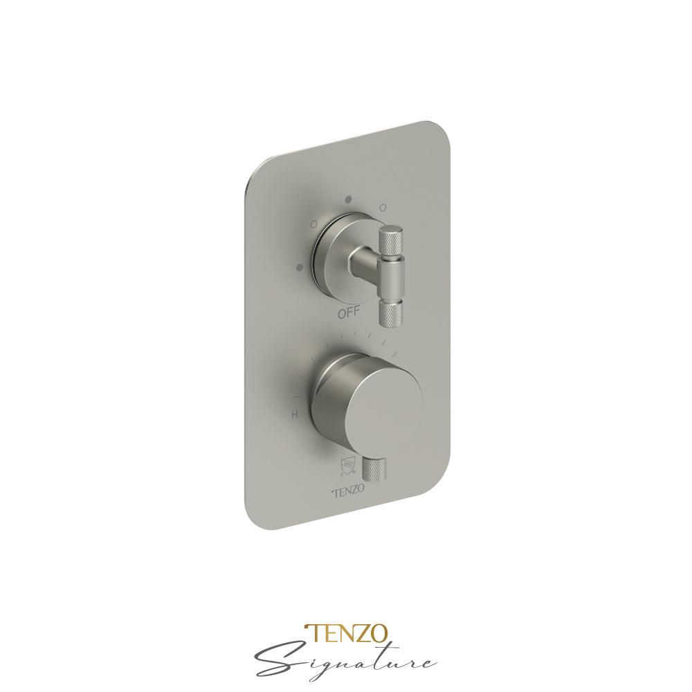 Tenzo Bellacio T-Box 3-Function Pressure Balance Shower Valve, Rough & Trim, Smaller Knurled - BEPB33-F