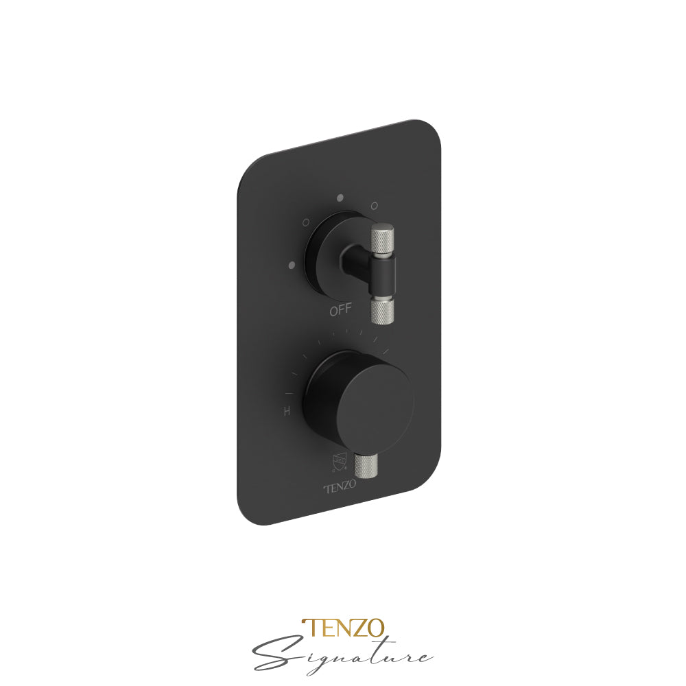 Tenzo Bellacio T-Box 3-Function Pressure Balance Shower Valve, Rough & Trim, Smaller Knurled - BEPB33-F