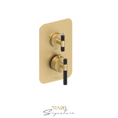 Tenzo Bellacio T-Box 2-Function Thermostatic Shower Valve, Rough & Trim, Larger Knurled - BET32-C