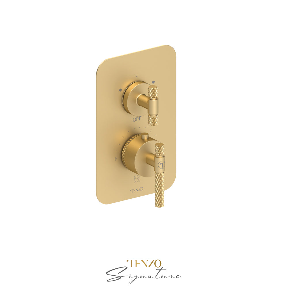 Tenzo Bellacio T-Box 2-Function Thermostatic Shower Valve, Rough & Trim, Larger Knurled - BET32-C