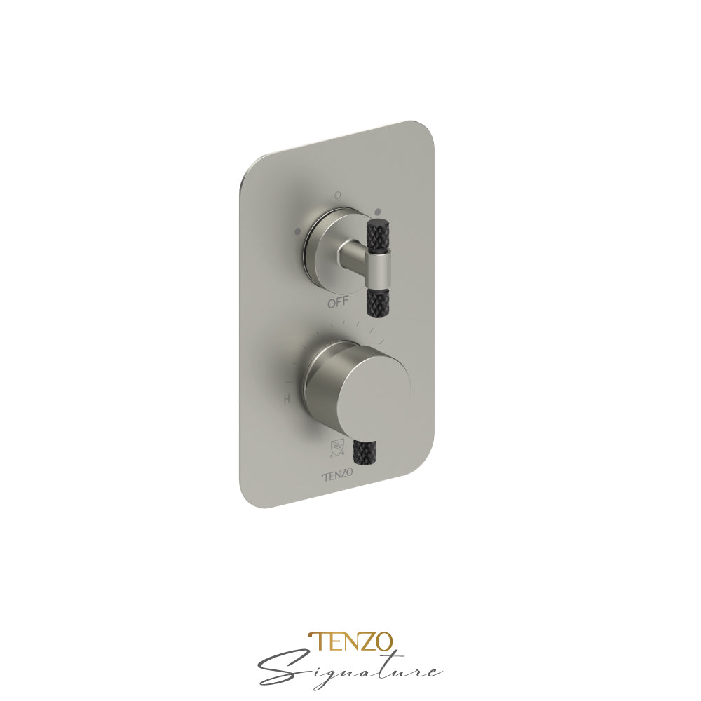 Tenzo Bellacio T-Box 2-Function Thermostatic Shower Valve, Rough & Trim, Larger Knurled - BET32-C