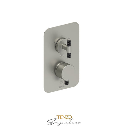 Tenzo Bellacio T-Box 2-Function Thermostatic Shower Valve, Rough & Trim, Larger Knurled - BET32-C
