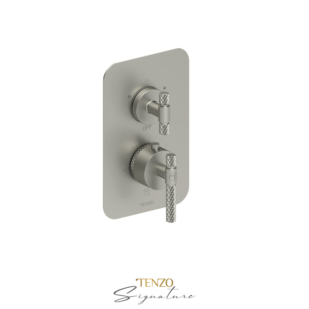Tenzo Bellacio T-Box 2-Function Thermostatic Shower Valve, Rough & Trim, Larger Knurled - BET32-C