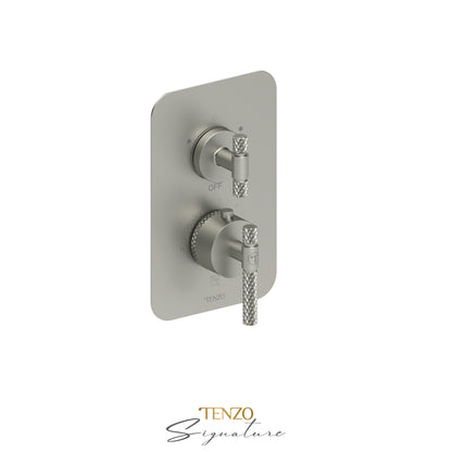 Tenzo Bellacio T-Box 2-Function Thermostatic Shower Valve, Rough & Trim, Larger Knurled - BET32-C