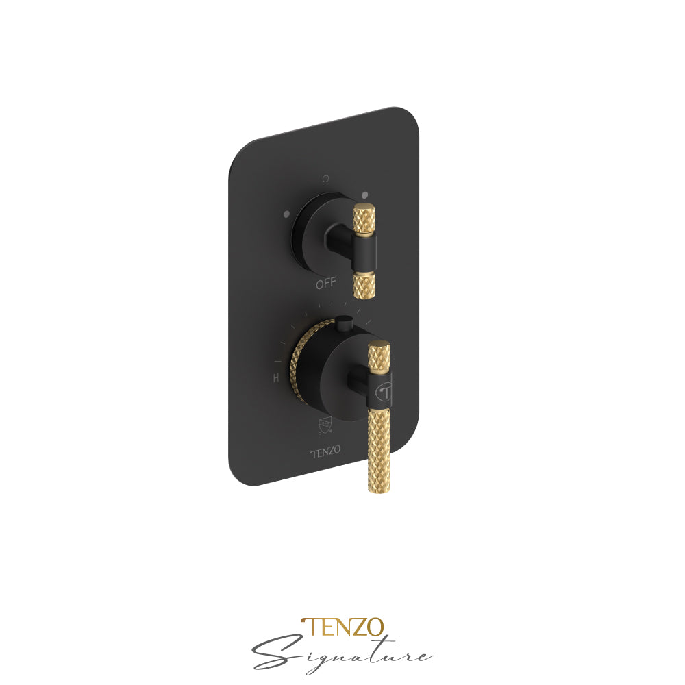 Tenzo Bellacio T-Box 2-Function Thermostatic Shower Valve, Rough & Trim, Larger Knurled - BET32-C