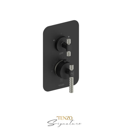 Tenzo Bellacio T-Box 2-Function Thermostatic Shower Valve, Rough & Trim, Larger Knurled - BET32-C