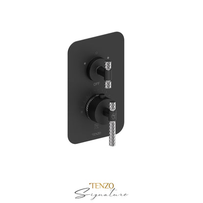 Tenzo Bellacio T-Box 2-Function Thermostatic Shower Valve, Rough & Trim, Larger Knurled - BET32-C