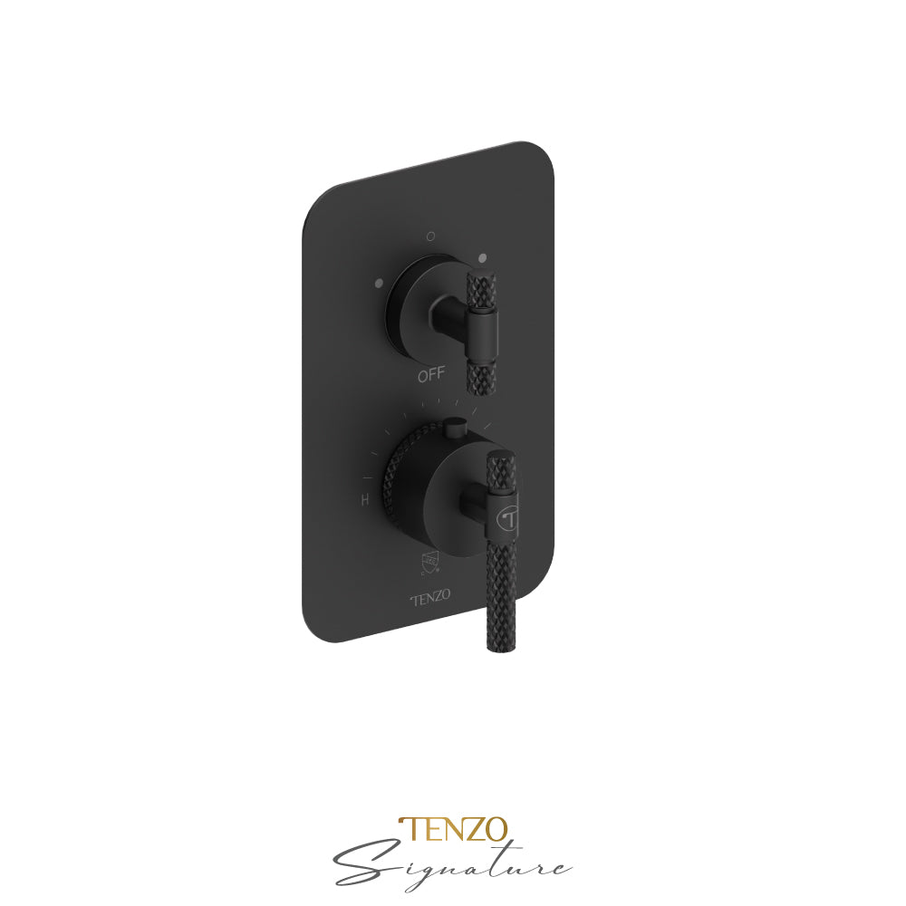Tenzo Bellacio T-Box 2-Function Thermostatic Shower Valve, Rough & Trim, Larger Knurled - BET32-C