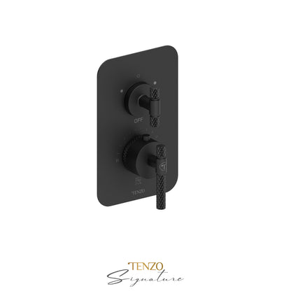 Tenzo Bellacio T-Box 2-Function Thermostatic Shower Valve, Rough & Trim, Larger Knurled - BET32-C