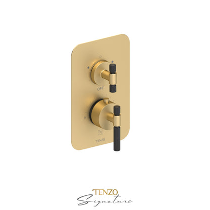 Tenzo Bellacio T-Box 2-Function Thermostatic Shower Valve, Rough & Trim, Smaller Knurled - BET32-F