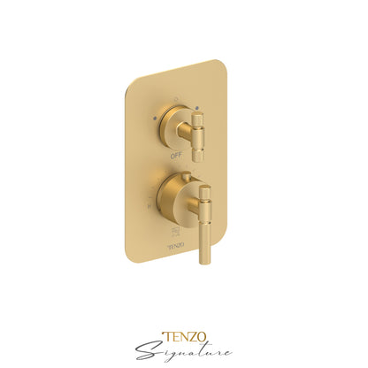 Tenzo Bellacio T-Box 2-Function Thermostatic Shower Valve, Rough & Trim, Smaller Knurled - BET32-F