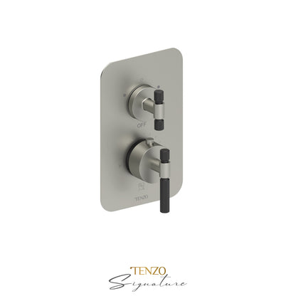 Tenzo Bellacio T-Box 2-Function Thermostatic Shower Valve, Rough & Trim, Smaller Knurled - BET32-F