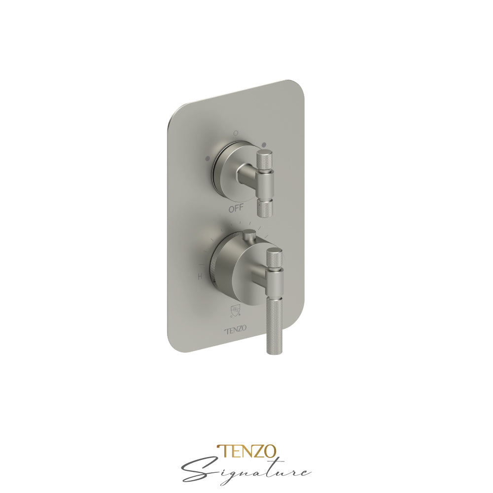 Tenzo Bellacio T-Box 2-Function Thermostatic Shower Valve, Rough & Trim, Smaller Knurled - BET32-F