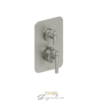 Tenzo Bellacio T-Box 2-Function Thermostatic Shower Valve, Rough & Trim, Smaller Knurled - BET32-F