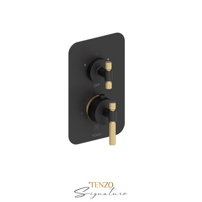 Tenzo Bellacio T-Box 2-Function Thermostatic Shower Valve, Rough & Trim, Smaller Knurled - BET32-F