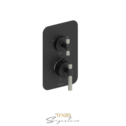 Tenzo Bellacio T-Box 2-Function Thermostatic Shower Valve, Rough & Trim, Smaller Knurled - BET32-F