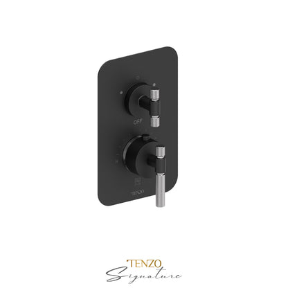 Tenzo Bellacio T-Box 2-Function Thermostatic Shower Valve, Rough & Trim, Smaller Knurled - BET32-F