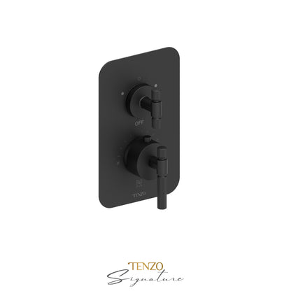 Tenzo Bellacio T-Box 2-Function Thermostatic Shower Valve, Rough & Trim, Smaller Knurled - BET32-F