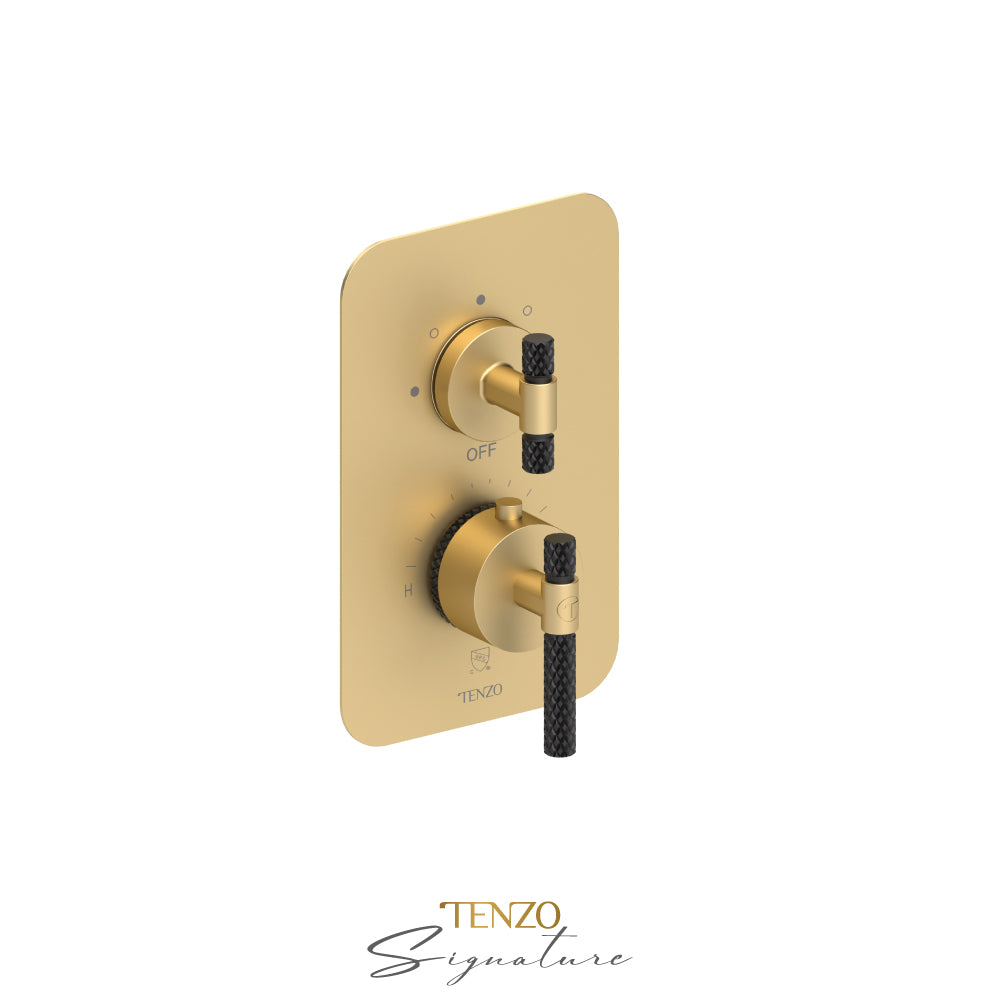 Tenzo Bellacio T-Box 3-Function Thermostatic Shower Valve, Rough & Trim, Larger Knurled - BET33-C