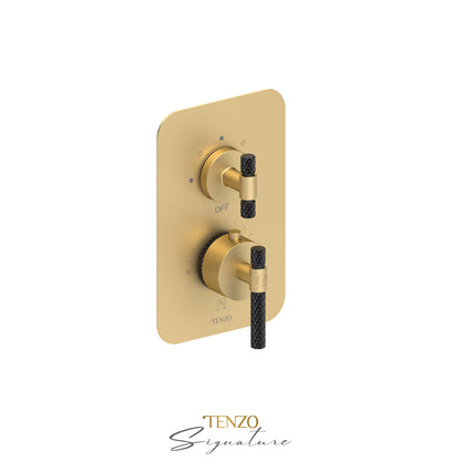 Tenzo Bellacio T-Box 3-Function Thermostatic Shower Valve, Rough & Trim, Larger Knurled - BET33-C