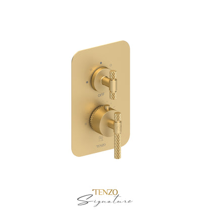 Tenzo Bellacio T-Box 3-Function Thermostatic Shower Valve, Rough & Trim, Larger Knurled - BET33-C