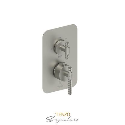 Tenzo Bellacio T-Box 3-Function Thermostatic Shower Valve, Rough & Trim, Larger Knurled - BET33-C