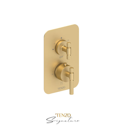 Tenzo Bellacio T-Box 3-Function Thermostatic Shower Valve, Rough & Trim, Smaller Knurled - BET33-F