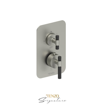Tenzo Bellacio T-Box 3-Function Thermostatic Shower Valve, Rough & Trim, Smaller Knurled - BET33-F