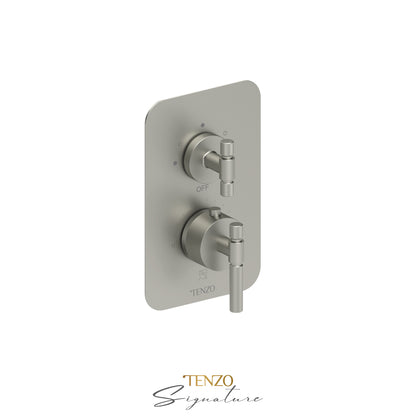 Tenzo Bellacio T-Box 3-Function Thermostatic Shower Valve, Rough & Trim, Smaller Knurled - BET33-F
