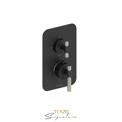Tenzo Bellacio T-Box 3-Function Thermostatic Shower Valve, Rough & Trim, Smaller Knurled - BET33-F
