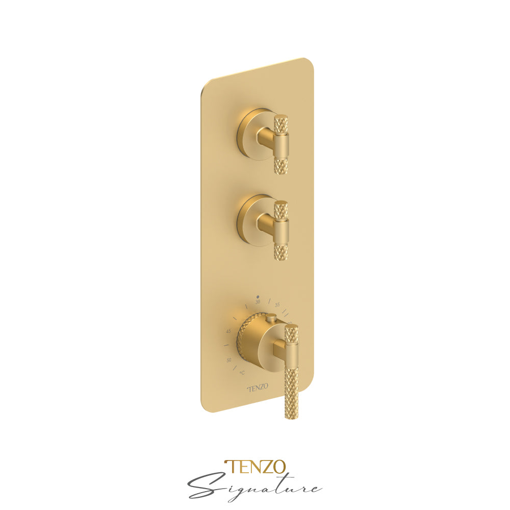Tenzo Bellacio Extenza 2-Function Thermostatic High-Flow Shower Valve, Rough & Trim, Larger Knurled - BET42-C